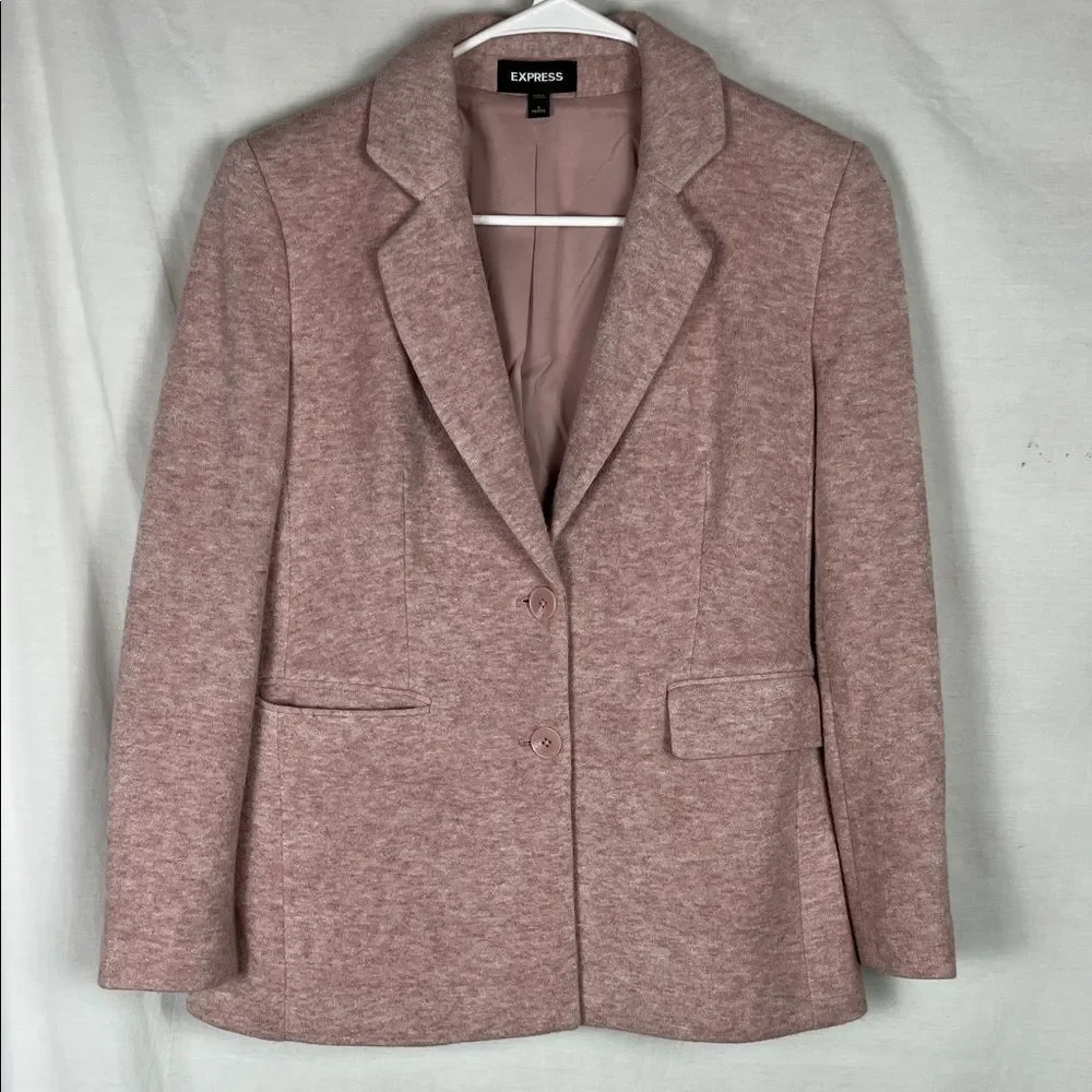 Express Blush Textured Notch Collar 2 Button Blazer
